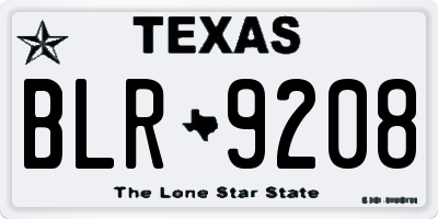 TX license plate BLR9208
