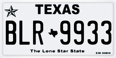 TX license plate BLR9933
