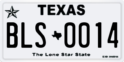 TX license plate BLS0014