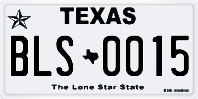 TX license plate BLS0015