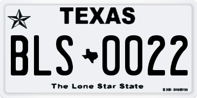 TX license plate BLS0022