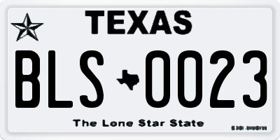TX license plate BLS0023
