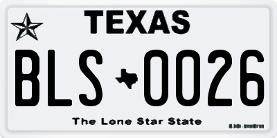 TX license plate BLS0026