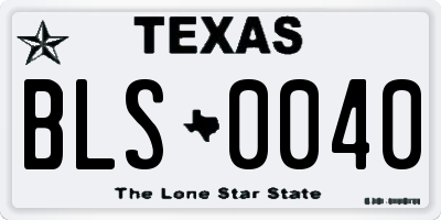 TX license plate BLS0040