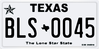 TX license plate BLS0045