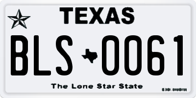 TX license plate BLS0061
