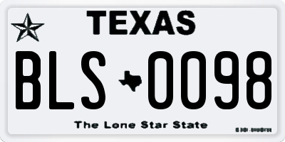 TX license plate BLS0098