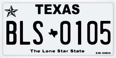 TX license plate BLS0105