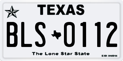 TX license plate BLS0112