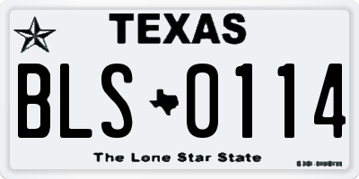 TX license plate BLS0114