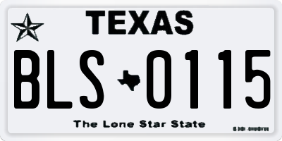 TX license plate BLS0115
