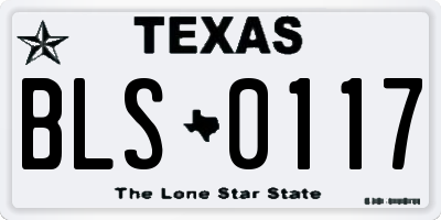 TX license plate BLS0117