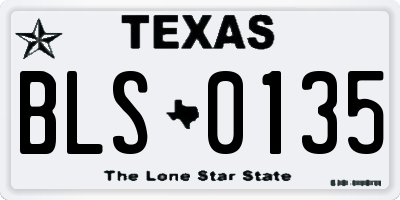 TX license plate BLS0135
