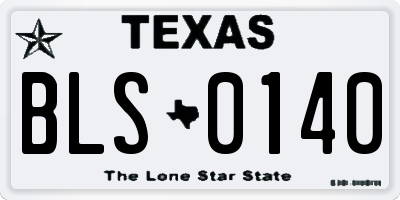 TX license plate BLS0140