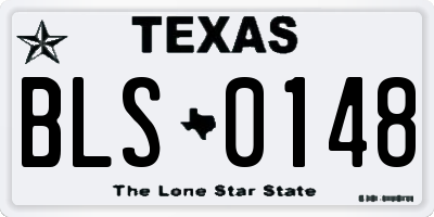 TX license plate BLS0148