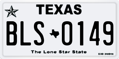 TX license plate BLS0149