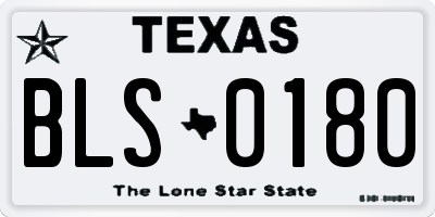 TX license plate BLS0180