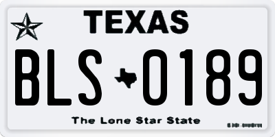TX license plate BLS0189
