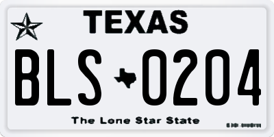 TX license plate BLS0204