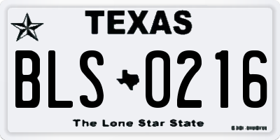 TX license plate BLS0216
