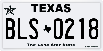 TX license plate BLS0218