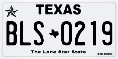 TX license plate BLS0219