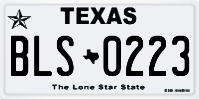TX license plate BLS0223