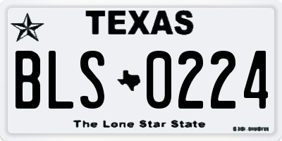TX license plate BLS0224