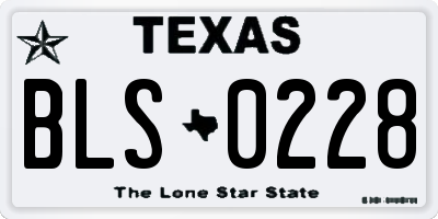 TX license plate BLS0228