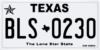 TX license plate BLS0230