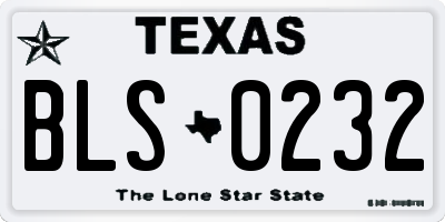 TX license plate BLS0232