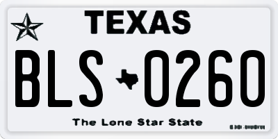 TX license plate BLS0260