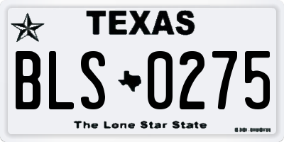 TX license plate BLS0275