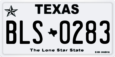 TX license plate BLS0283