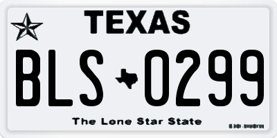 TX license plate BLS0299