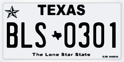 TX license plate BLS0301