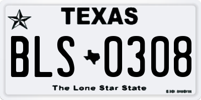 TX license plate BLS0308