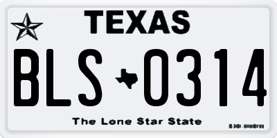 TX license plate BLS0314