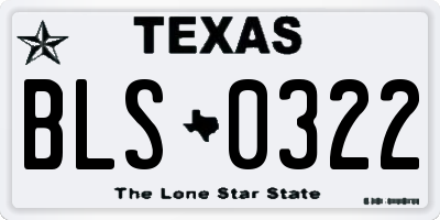 TX license plate BLS0322