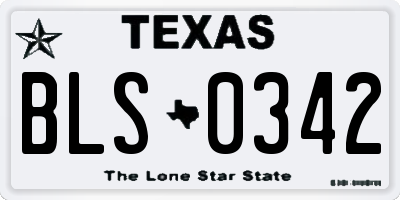 TX license plate BLS0342