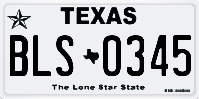 TX license plate BLS0345