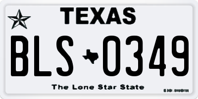 TX license plate BLS0349