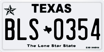 TX license plate BLS0354