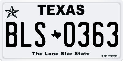 TX license plate BLS0363