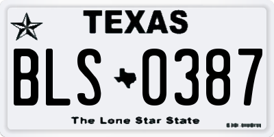 TX license plate BLS0387