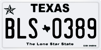 TX license plate BLS0389