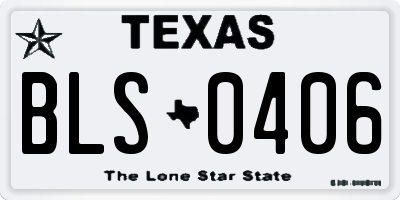 TX license plate BLS0406