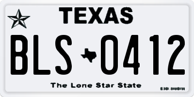 TX license plate BLS0412