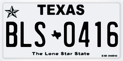 TX license plate BLS0416
