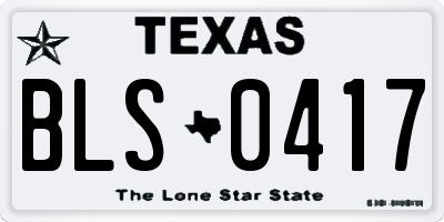 TX license plate BLS0417